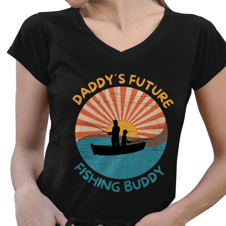 Daddys Future Fishing Buddy Quote Fathers Day Fishing Gift Graphic Design Printed Casual Daily Basic Women V-Neck T-Shirt