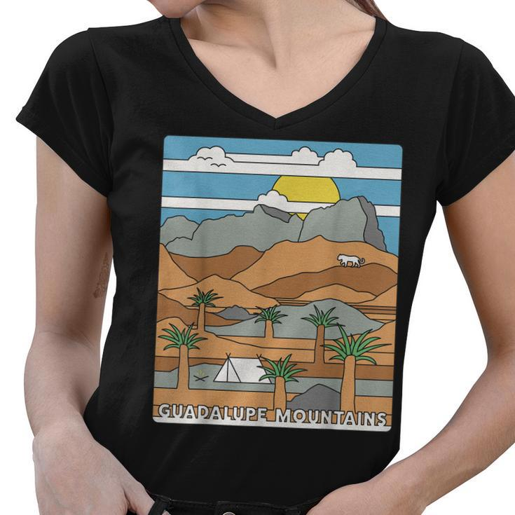 Daytime El Capitan Guadalupe Mountains National Park Texas  Women V-Neck T-Shirt
