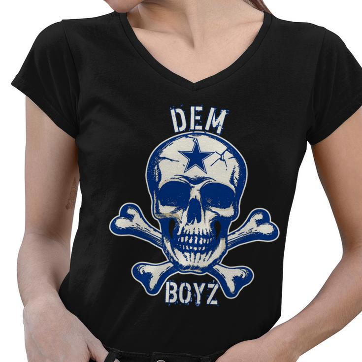 Dem Boyz Dallas Skull Crossbones Star Texas Fan Pride Women V-Neck T-Shirt
