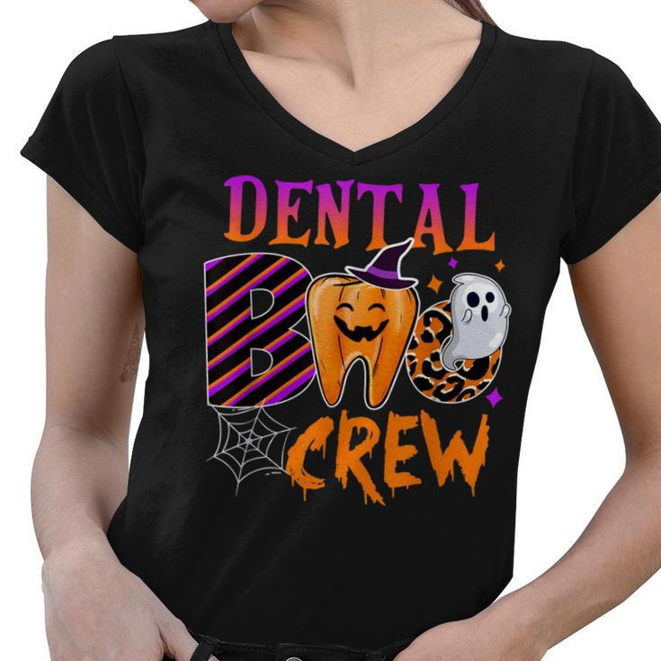 Dental Boo Crew Funny Boo Th Dentist Matching Halloween  Women V-Neck T-Shirt