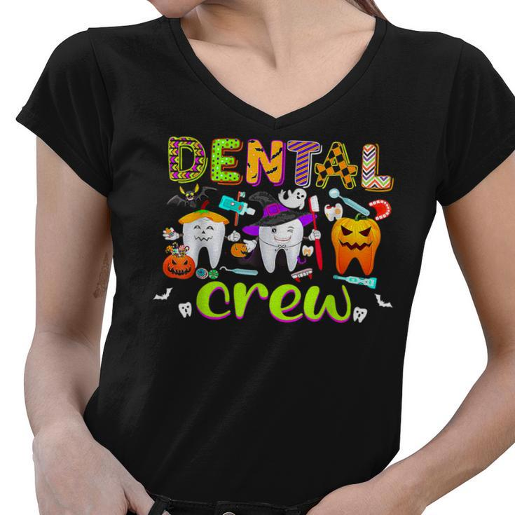 Dental Boo Crew Halloween Funny Dentist Assistant V3 Women V-Neck T-Shirt