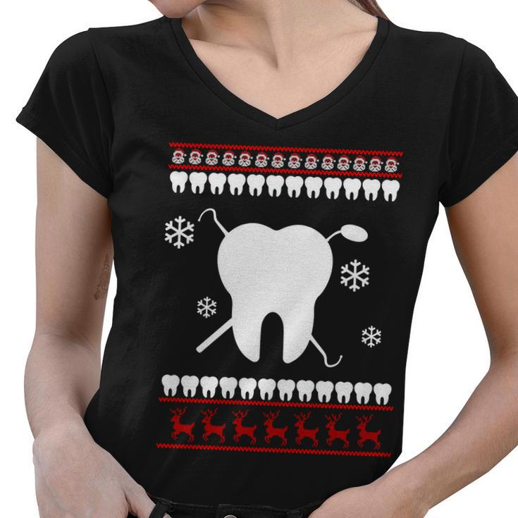 Dentist Ugly Christmas Sweater Women V-Neck T-Shirt