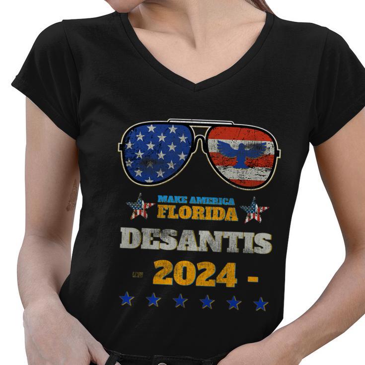 Desantis 2024 Lets Go Brandon 4Th Of July Women V-Neck T-Shirt