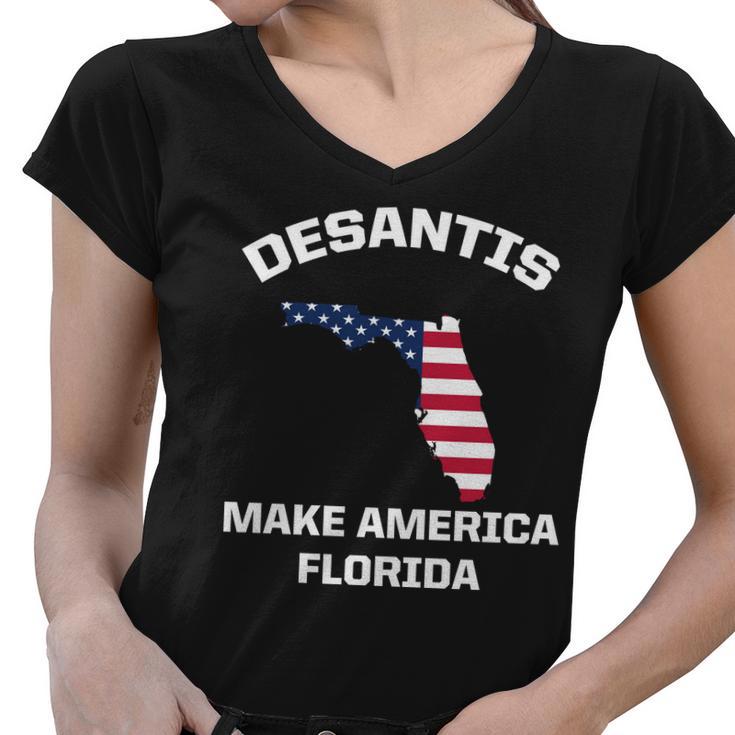 Desantis Make America Florida Usa Women V-Neck T-Shirt