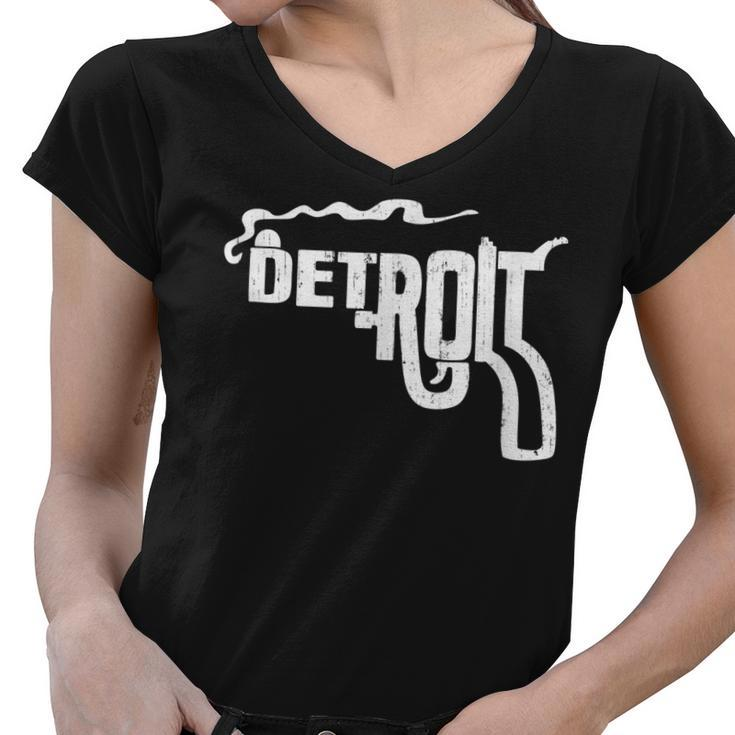 Detroit Smoking Gun Vintage  Women V-Neck T-Shirt
