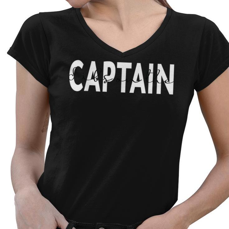 Dibs On The Captain Funny Captain Wife Saying  Women V-Neck T-Shirt