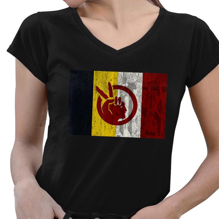 Distressed American Indian Movement Women V-Neck T-Shirt