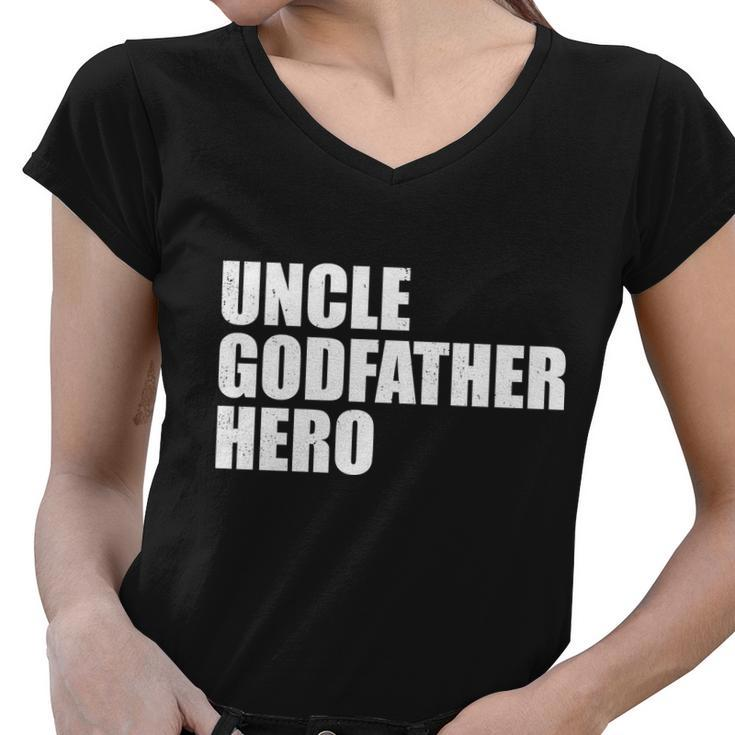 Distressed Uncle Godfather Hero Women V-Neck T-Shirt