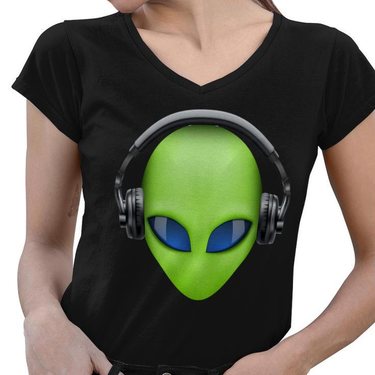 Dj Alien Headphones Tshirt Women V-Neck T-Shirt