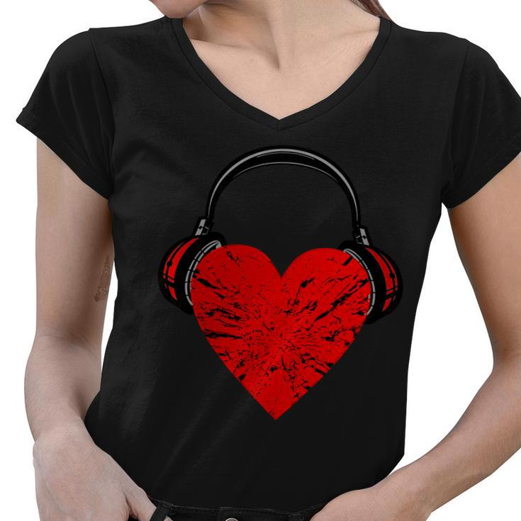 Dj Heart Music Women V-Neck T-Shirt