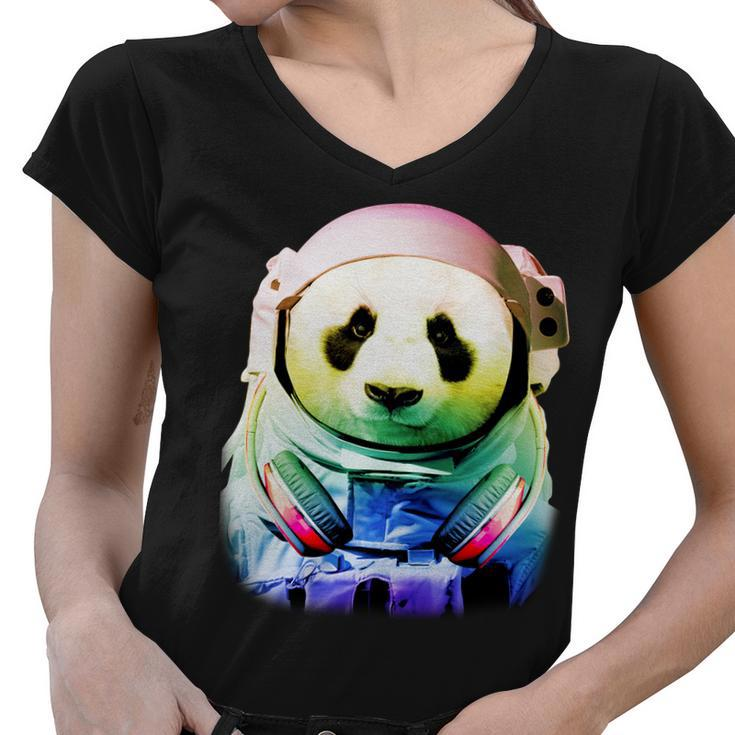 Dj Panda Astronaut Women V-Neck T-Shirt