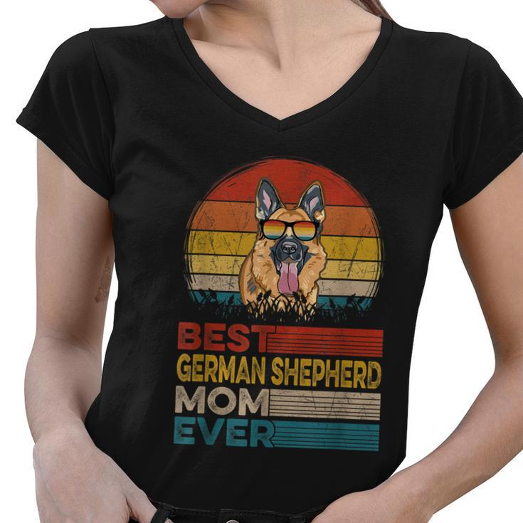 Dog Vintage Best German Shepherd Mom Ever Puppy Dog Mom Women V-Neck T-Shirt