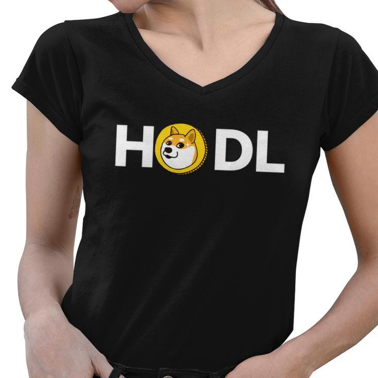 Dogecoin Hoodl Women V-Neck T-Shirt