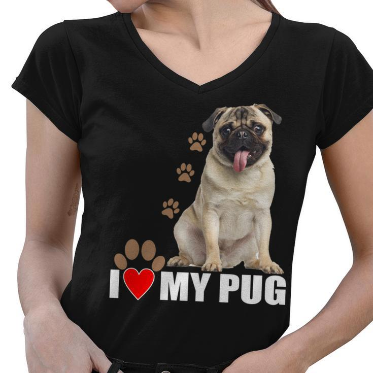 Dogs - I Love My Pug Women V-Neck T-Shirt