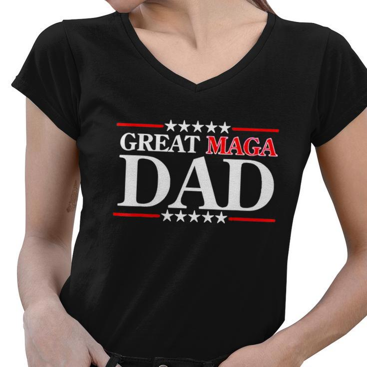 Donald Trump Jr Fathers Day Great Maga Dad Women V-Neck T-Shirt