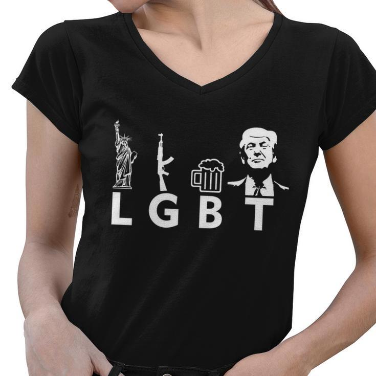 Donald Trump Lgbt Liberty Guns Beer Trump Tshirt Women V-Neck T-Shirt
