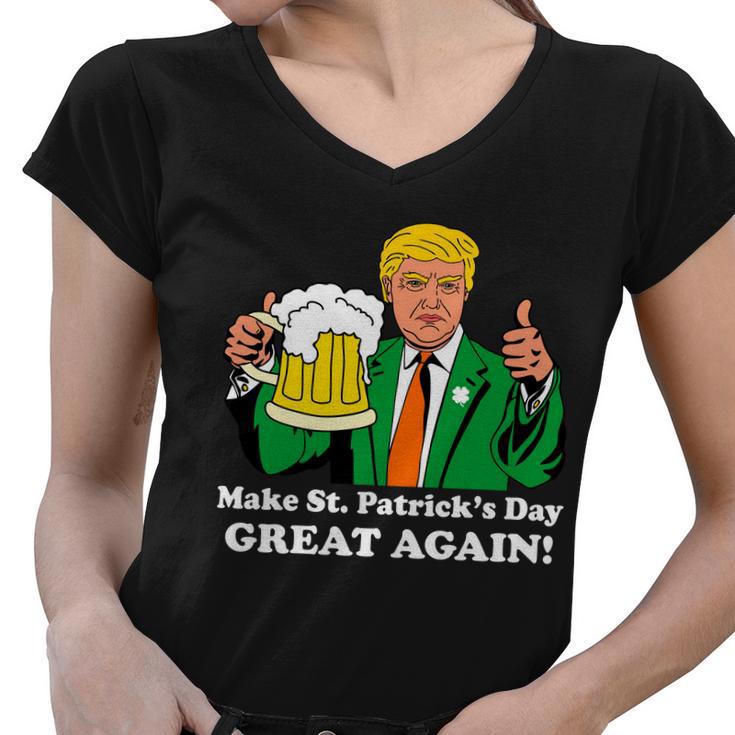 Donald Trump Make St Patricks Day Great Again Beer Drinking Women V-Neck T-Shirt