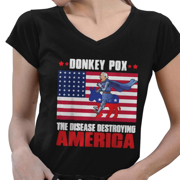 Donkey Pox The Disease Destroying America Anti Biden V2 Women V-Neck T-Shirt