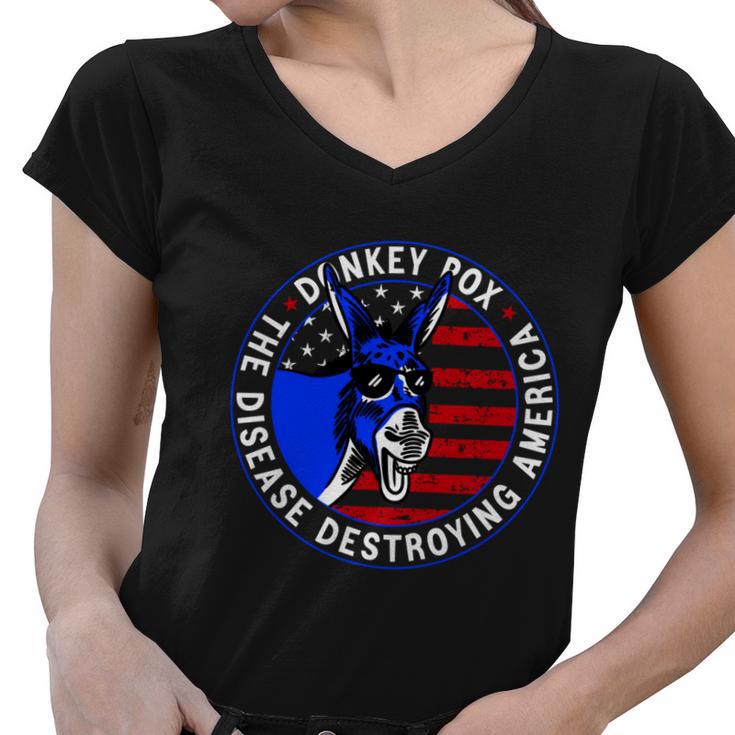 Donkey Pox The Disease Destroying America Anti Biden V3 Women V-Neck T-Shirt