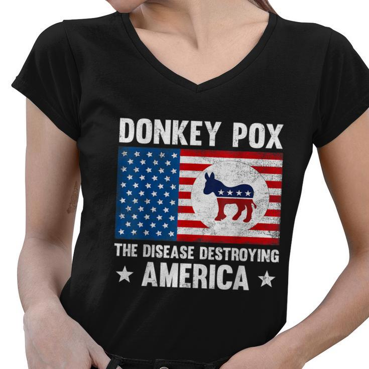Donkey Pox The Disease Destroying America Funny Anti Biden V3 Women V-Neck T-Shirt