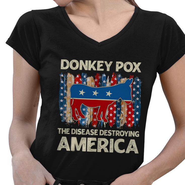 Donkey Pox The Disease Destroying America Funny Donkeypox V2 Women V-Neck T-Shirt