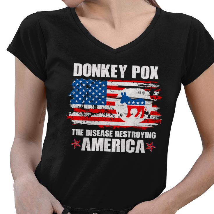 Donkey Pox The Disease Destroying America V2 Women V-Neck T-Shirt