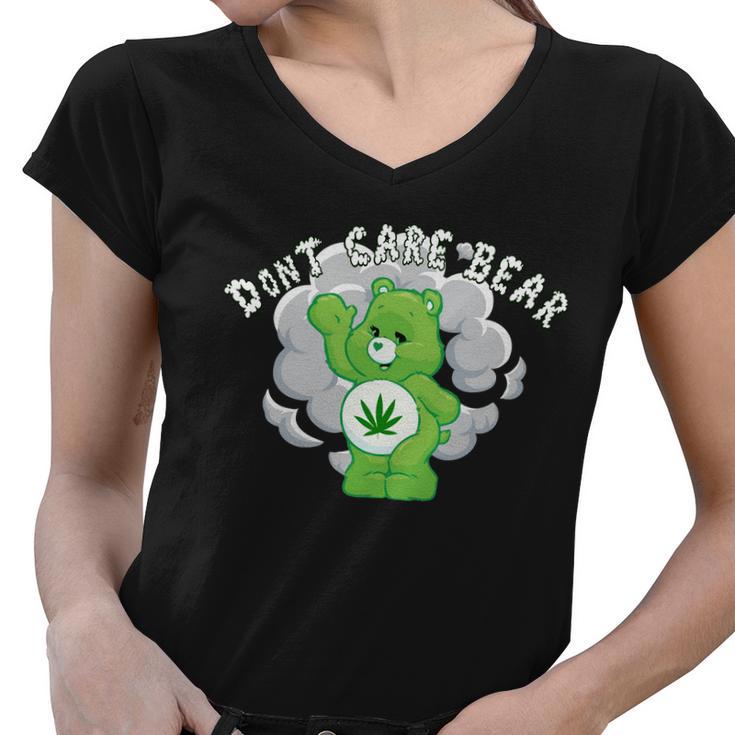 Dont Care Smoking Bear Tshirt Women V-Neck T-Shirt