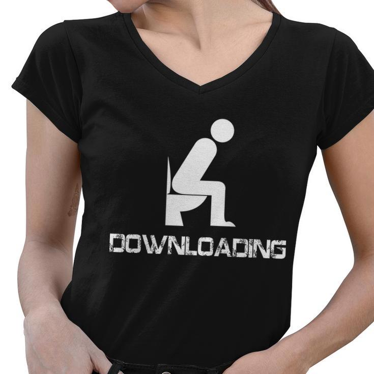 Downloading Poop Toilet Tshirt Women V-Neck T-Shirt
