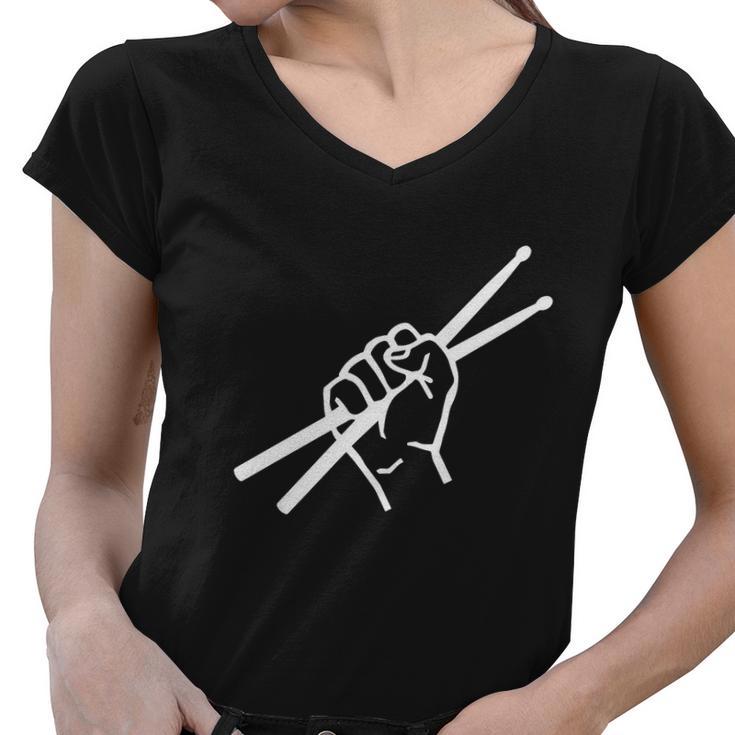 Drums Music Drumsticks Musician Women V-Neck T-Shirt