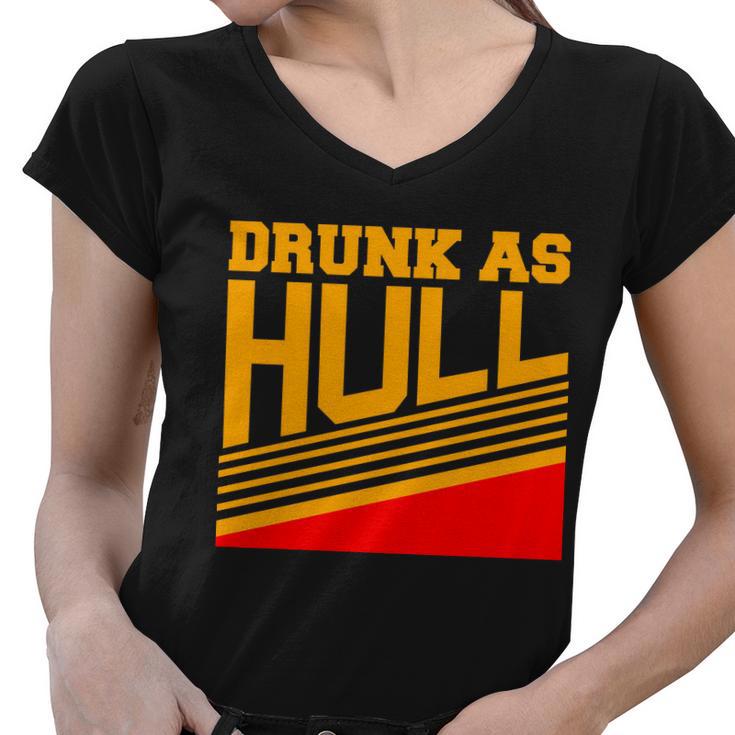 Drunk As Hull Logo Women V-Neck T-Shirt