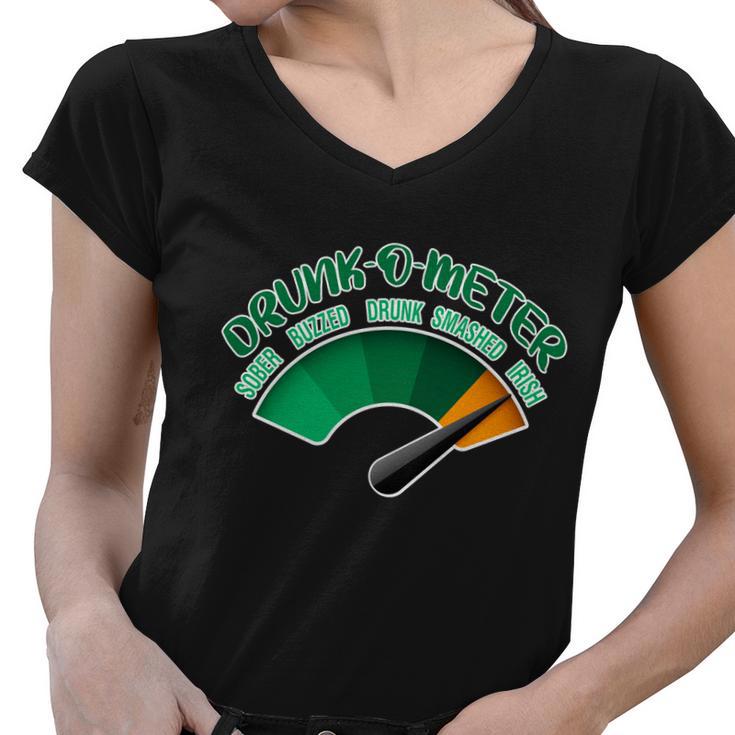 Drunk O Meter Sober Buzzed Smashed Irish Women V-Neck T-Shirt