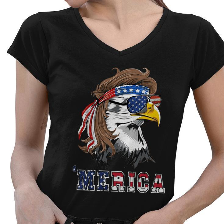 Eagle Mullet 4Th Of July American Usa Us Flag Merica Eagle Gift Women V-Neck T-Shirt