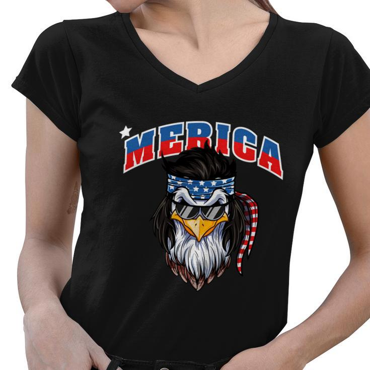 Eagle Mullet 4Th Of July Merica American Flag Funny Gift Funny Gift Women V-Neck T-Shirt
