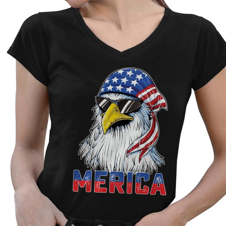 Eagle Mullet 4Th Of July Usa American Flag Merica Gift V10 Women V-Neck T-Shirt