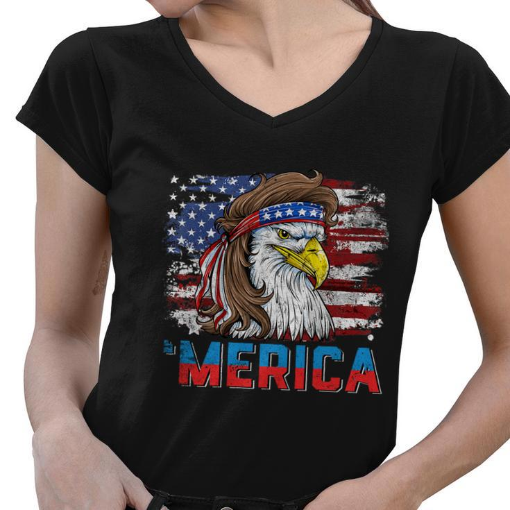 Eagle Mullet 4Th Of July Usa American Flag Merica Gift V12 Women V-Neck T-Shirt