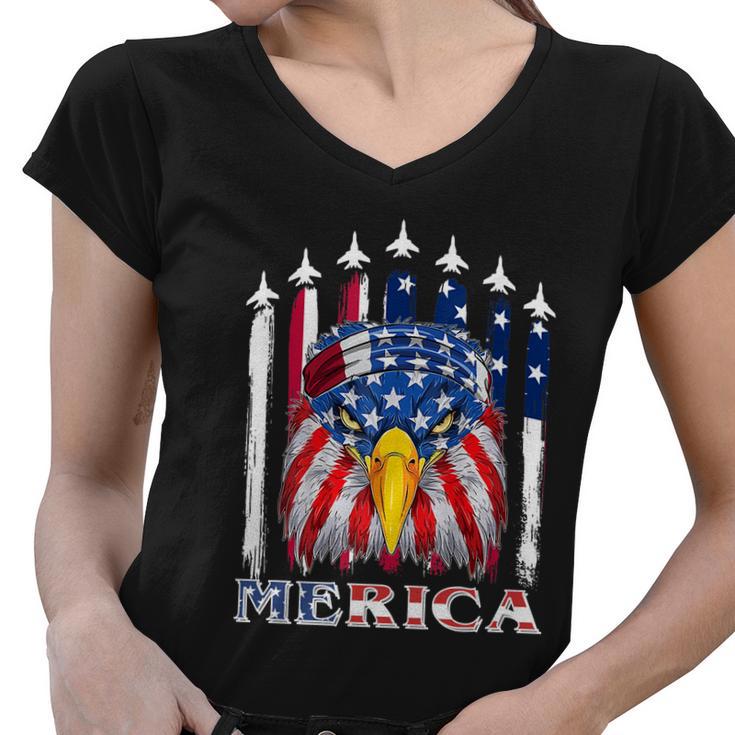 Eagle Mullet 4Th Of July Usa American Flag Merica Gift V3 Women V-Neck T-Shirt