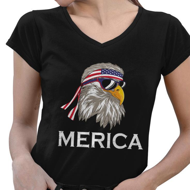 Eagle Mullet 4Th Of July Usa American Flag Merica Gift V4 Women V-Neck T-Shirt