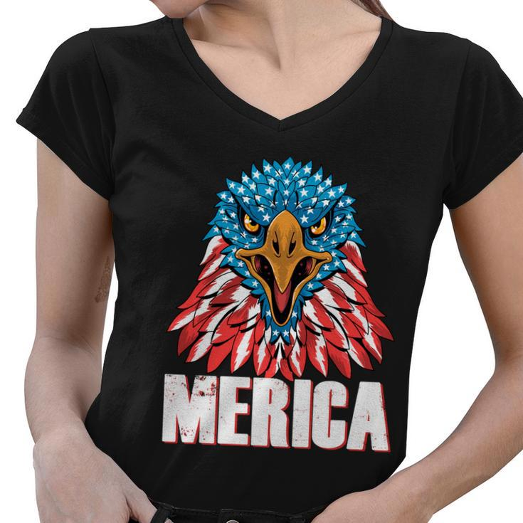 Eagle Mullet 4Th Of July Usa American Flag Merica Gift V6 Women V-Neck T-Shirt