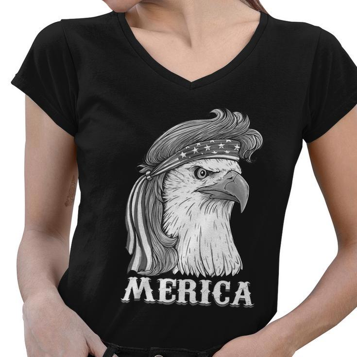 Eagle Mullet 4Th Of July Usa American Flag Merica Gift V8 Women V-Neck T-Shirt