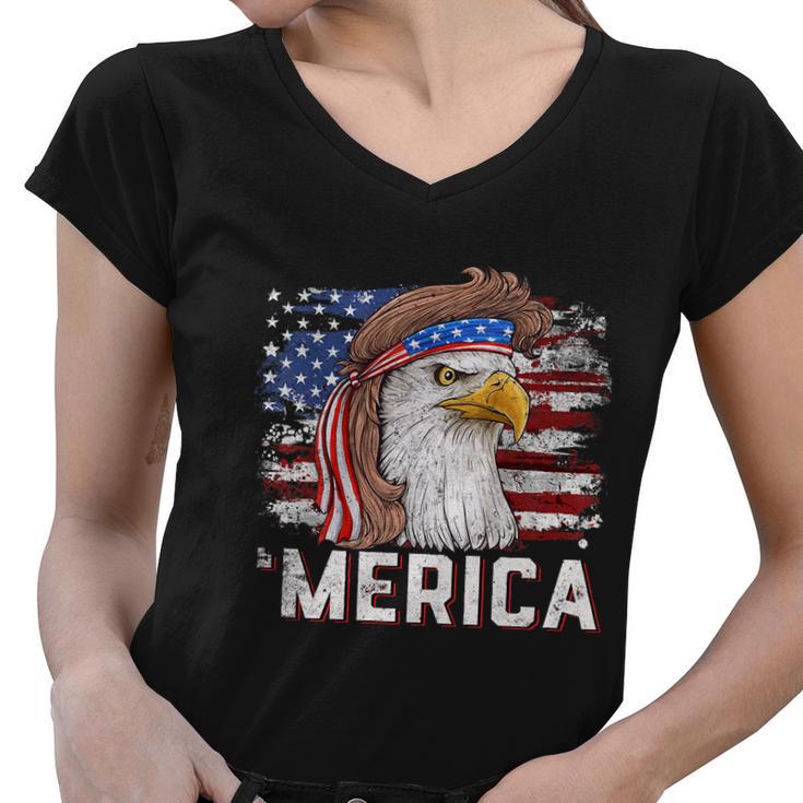 Eagle Mullet 4Th Of July Usa American Flag Merica Meaningful Gift Women V-Neck T-Shirt