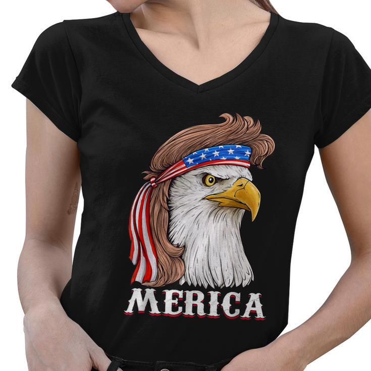 Eagle Mullet 4Th Of July Usa American Flag Merica V3 Women V-Neck T-Shirt