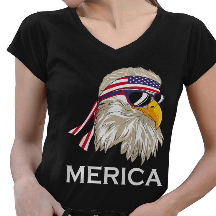 Eagle Mullet 4Th Of July Usa Merica Funny 4Th Of July Gift Women V-Neck T-Shirt