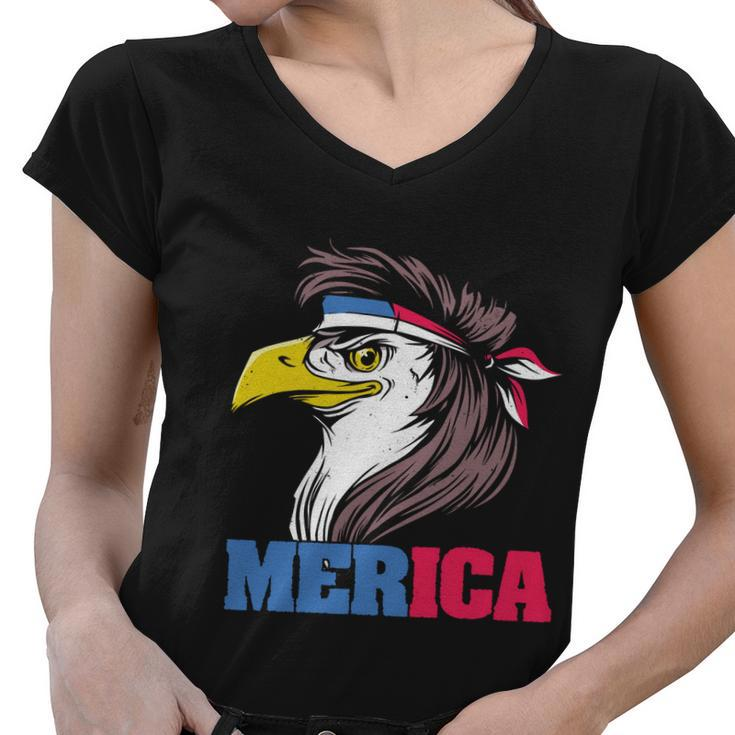 Eagle Mullet Merica Flag 4Th Of July Merican Pride Gift Women V-Neck T-Shirt