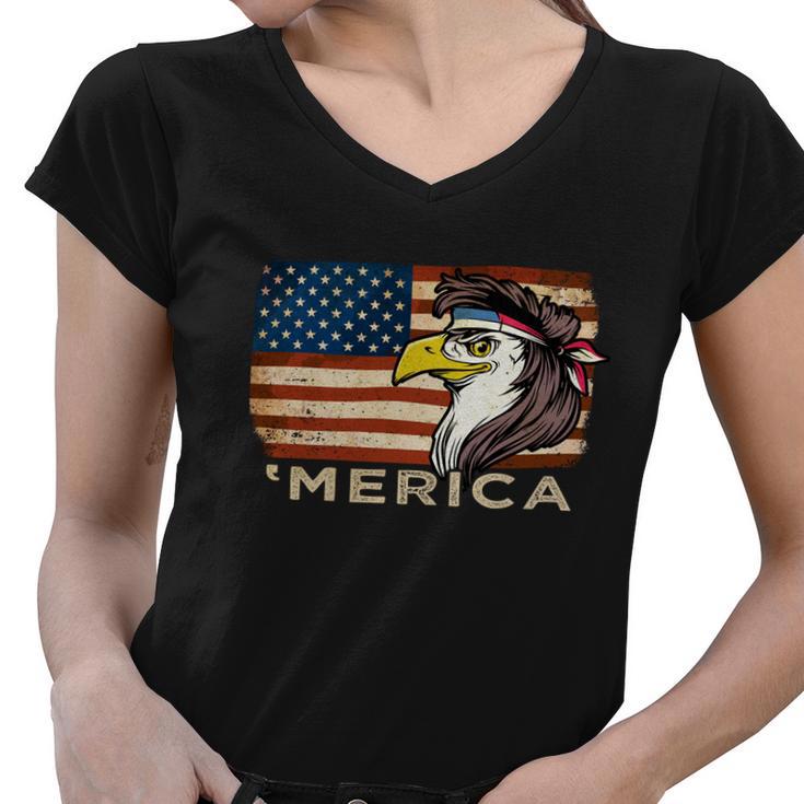 Eagle Mullet Usa American Flag Merica 4Th Of July Gift V4 Women V-Neck T-Shirt