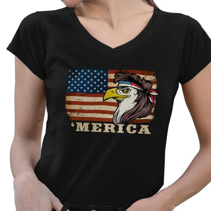 Eagle Mullet Usa American Flag Merica 4Th Of July Meaningful Gift Women V-Neck T-Shirt