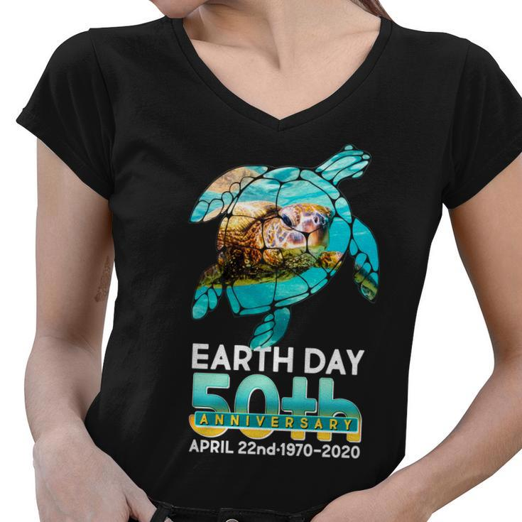 Earth Day 50Th Anniversary Turtle Tshirt Women V-Neck T-Shirt