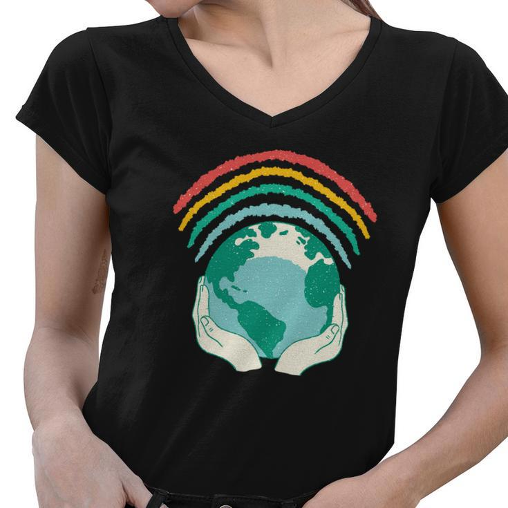 Earth Rainbow V2 Women V-Neck T-Shirt