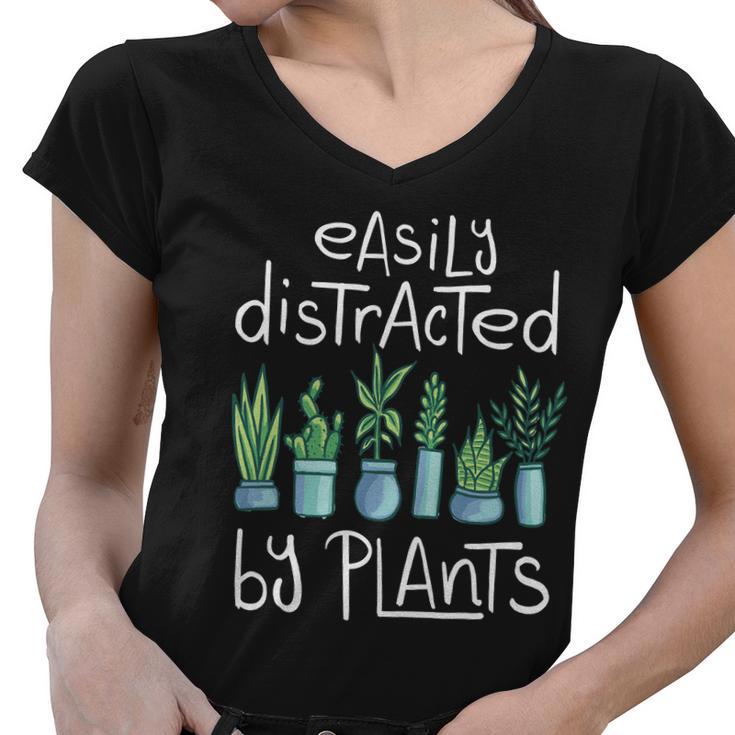 Easily Distracted By Plants V2 Women V-Neck T-Shirt