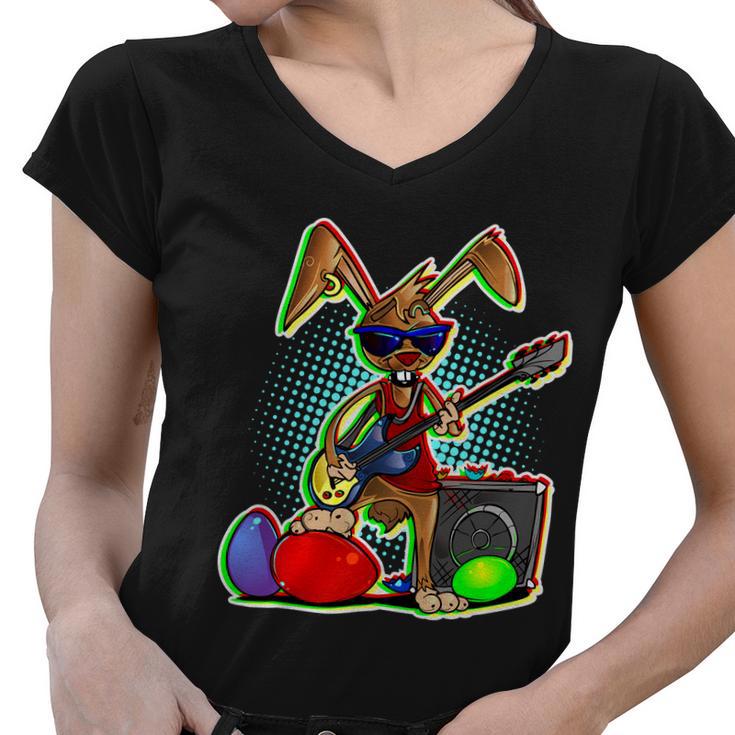 Easter Rock Bunny Tshirt V2 Women V-Neck T-Shirt