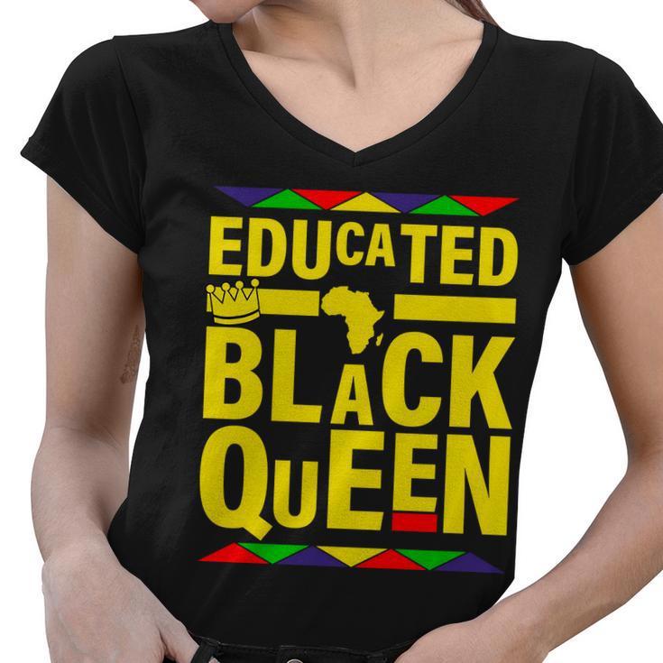 Educated Black Queen Tshirt Women V-Neck T-Shirt